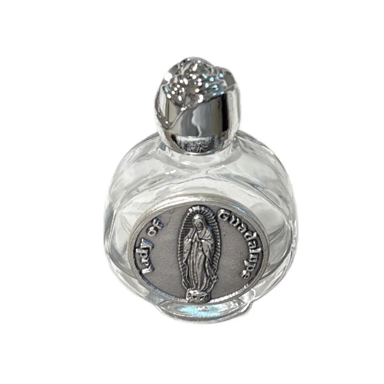 Holy Water Bottle - Our Lady of Guadalupe w/ Rose Top   2.5"