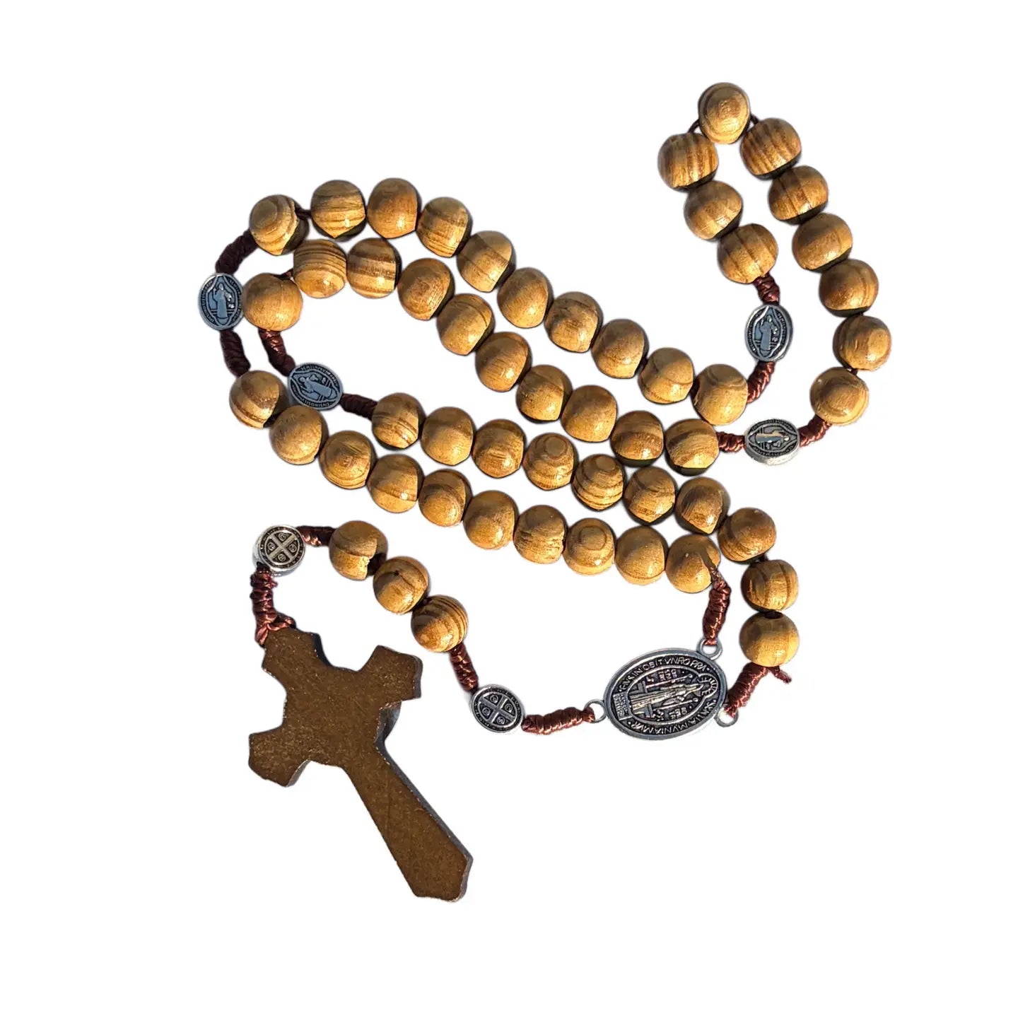 St. Benedict Wooden Rosary    18" *SALE*