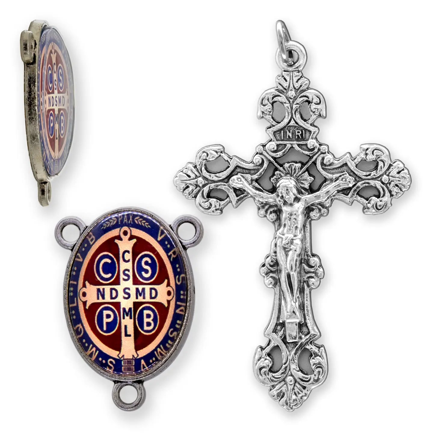 St. Benedict Medal Rosary Center Set 2.25" (Crucifix)