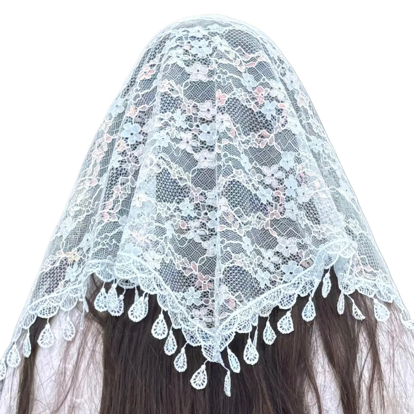 Veil ~ St. Kateri  - BLUE IRIDESCENCE