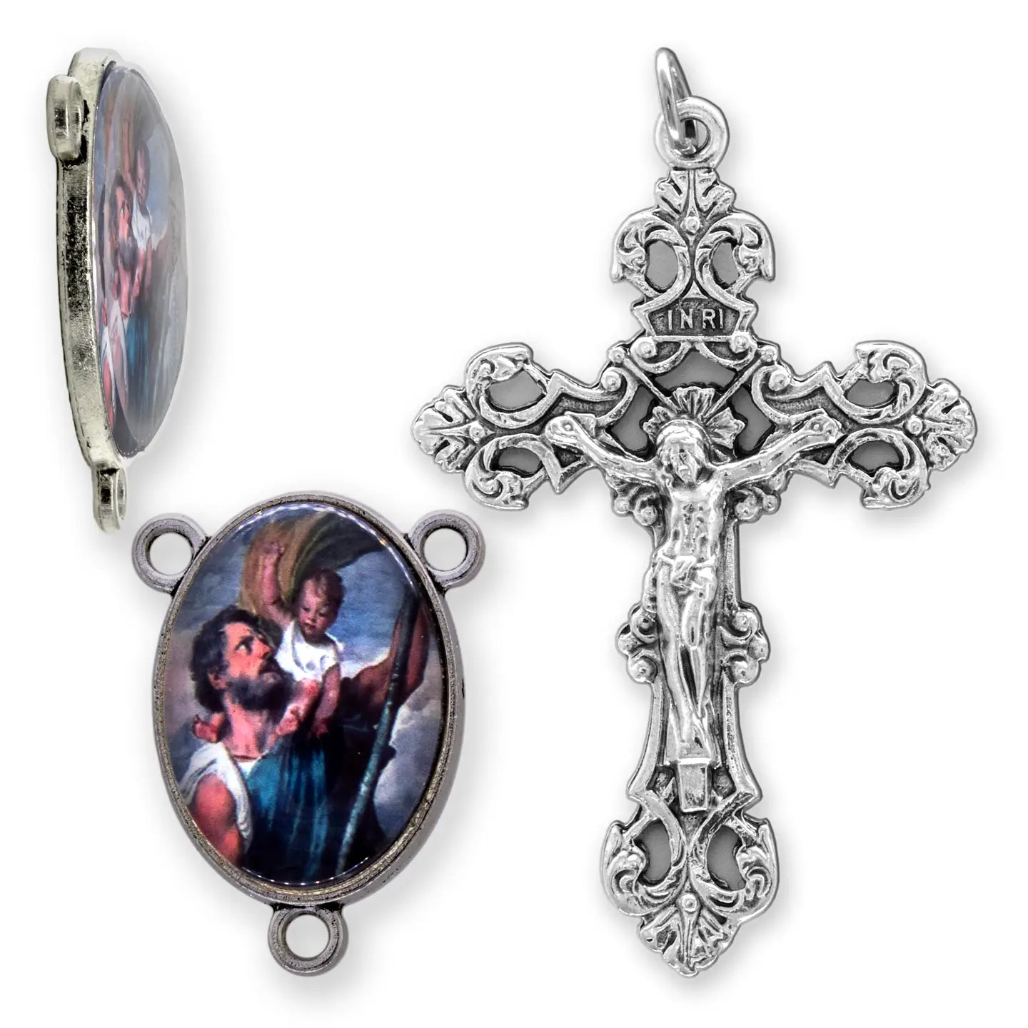 St. Christopher Rosary Center Set   (2.25" Crucifix)
