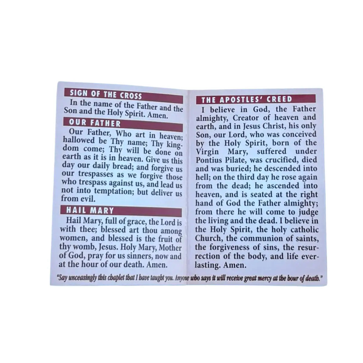 Chaplet of Divine Mercy Prayer Card Pamphlet (25/pk)