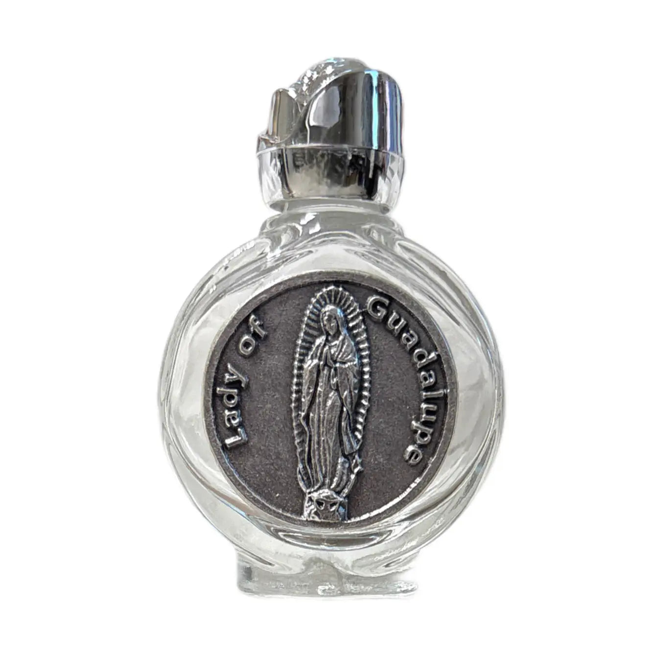 Holy Water Bottle - Our Lady of Guadalupe w/ Rose Top   2.5"