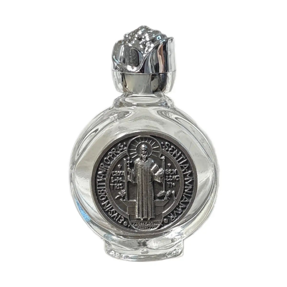 Holy Water Bottle - St. Benedict w/ Rose Top    2.5"