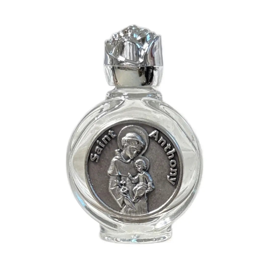 Holy Water Bottle - St. Anthony w/ Rose Top    2.5"