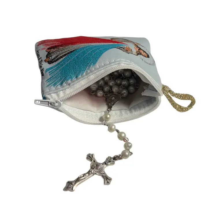 Divine Mercy SM Rosary Pouch (WHITE)    3″ x 4″