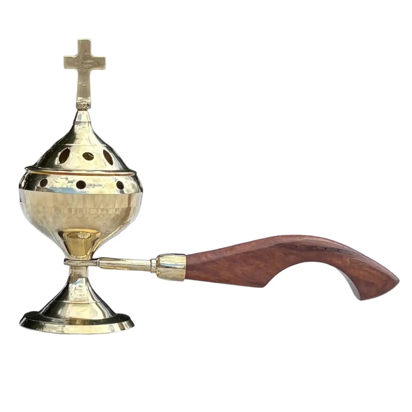 Incense Burner w/ Handle Brass   7"