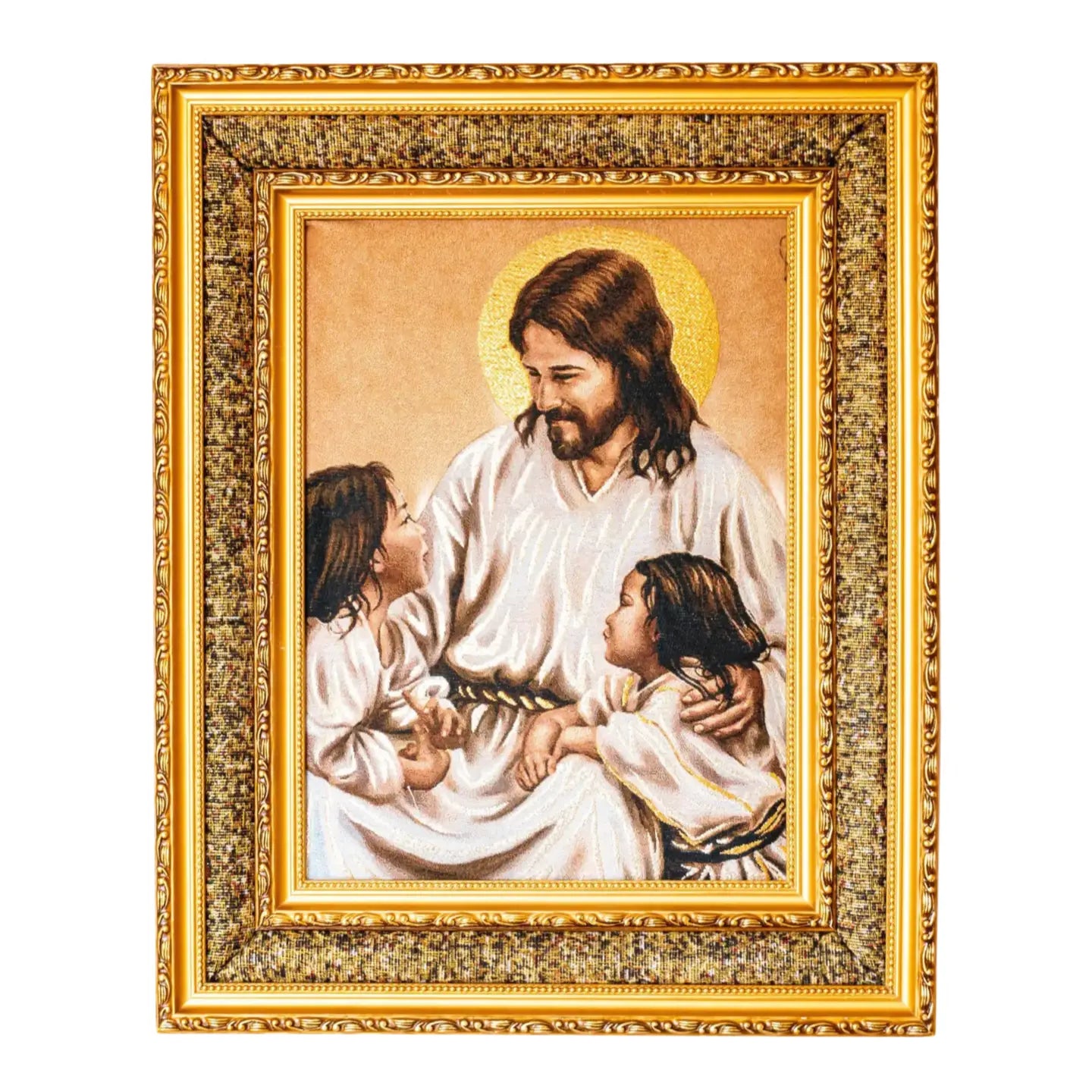 Jesus with Children Double Padded Framed Image 21"
