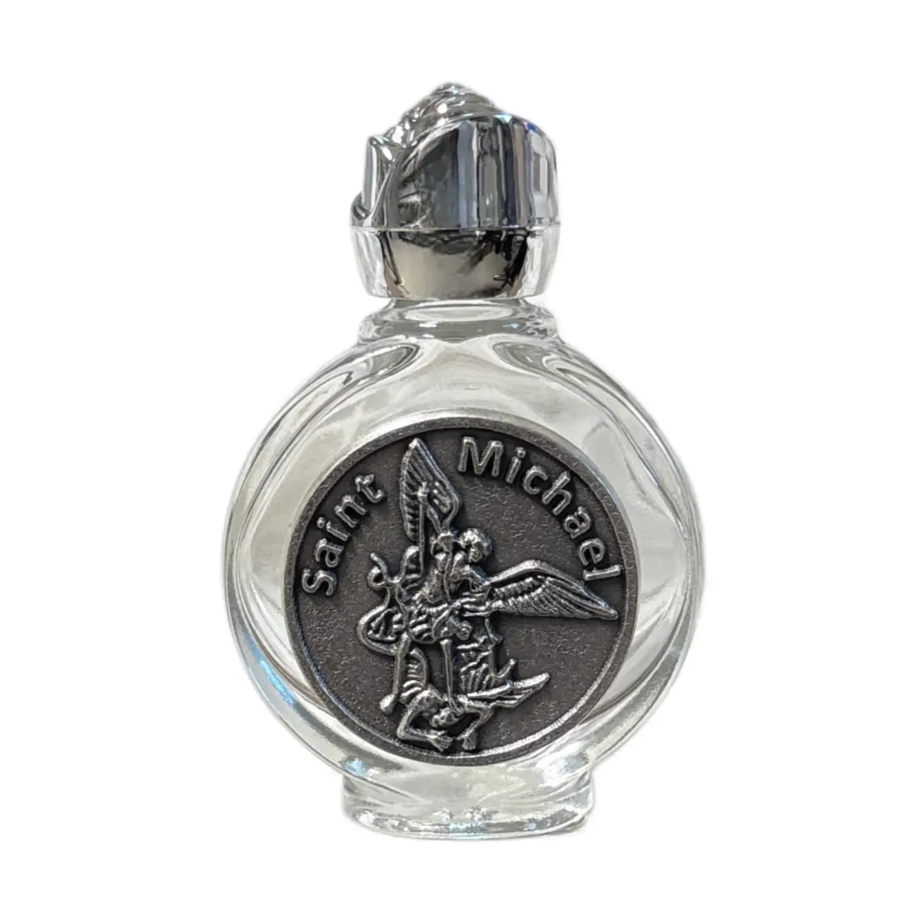 Holy Water Bottle - St. Michael w/ Rose Top   2.5"