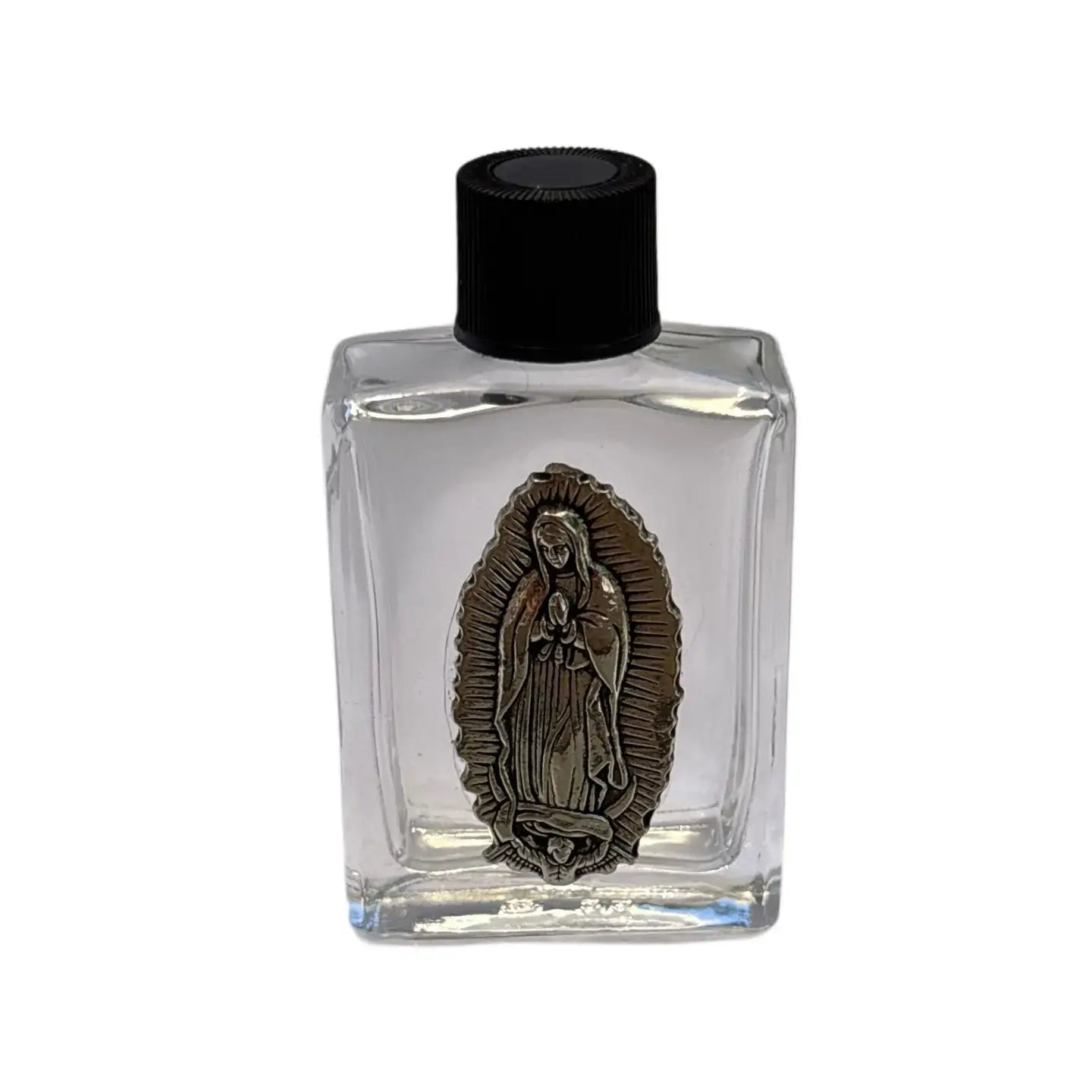 Our Lady of Guadalupe Holy Water Bottle w/ Pewter Charm 2.5"