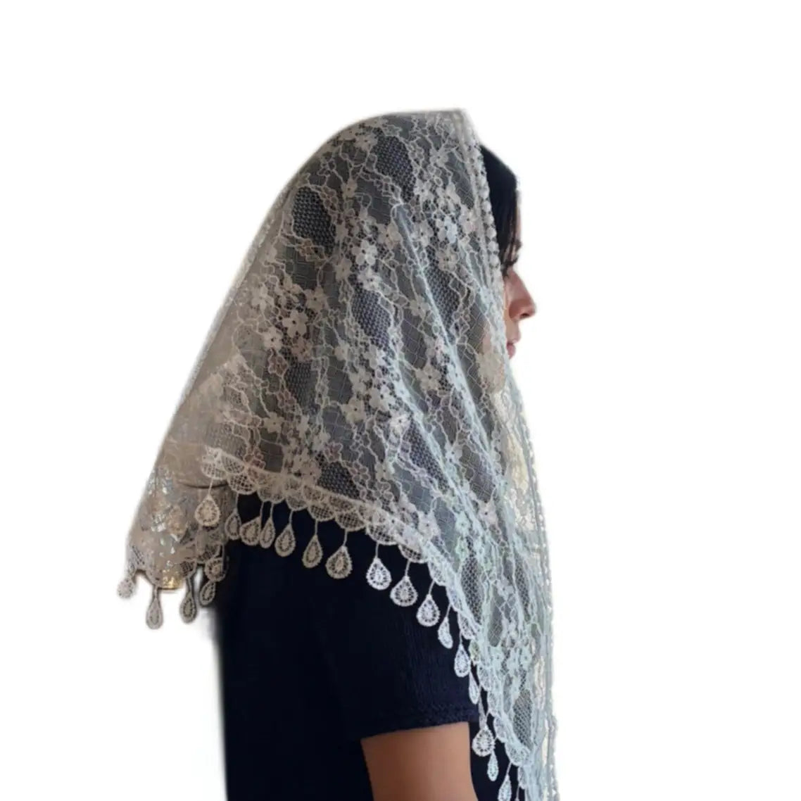 Veil ~ St. Kateri  - WHITE IRIDESCENCE