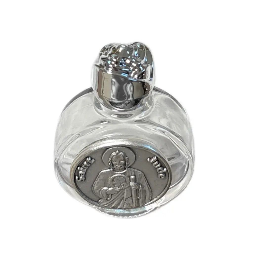 Holy Water Bottle - St. Jude w/ Rose Top 2.5" 