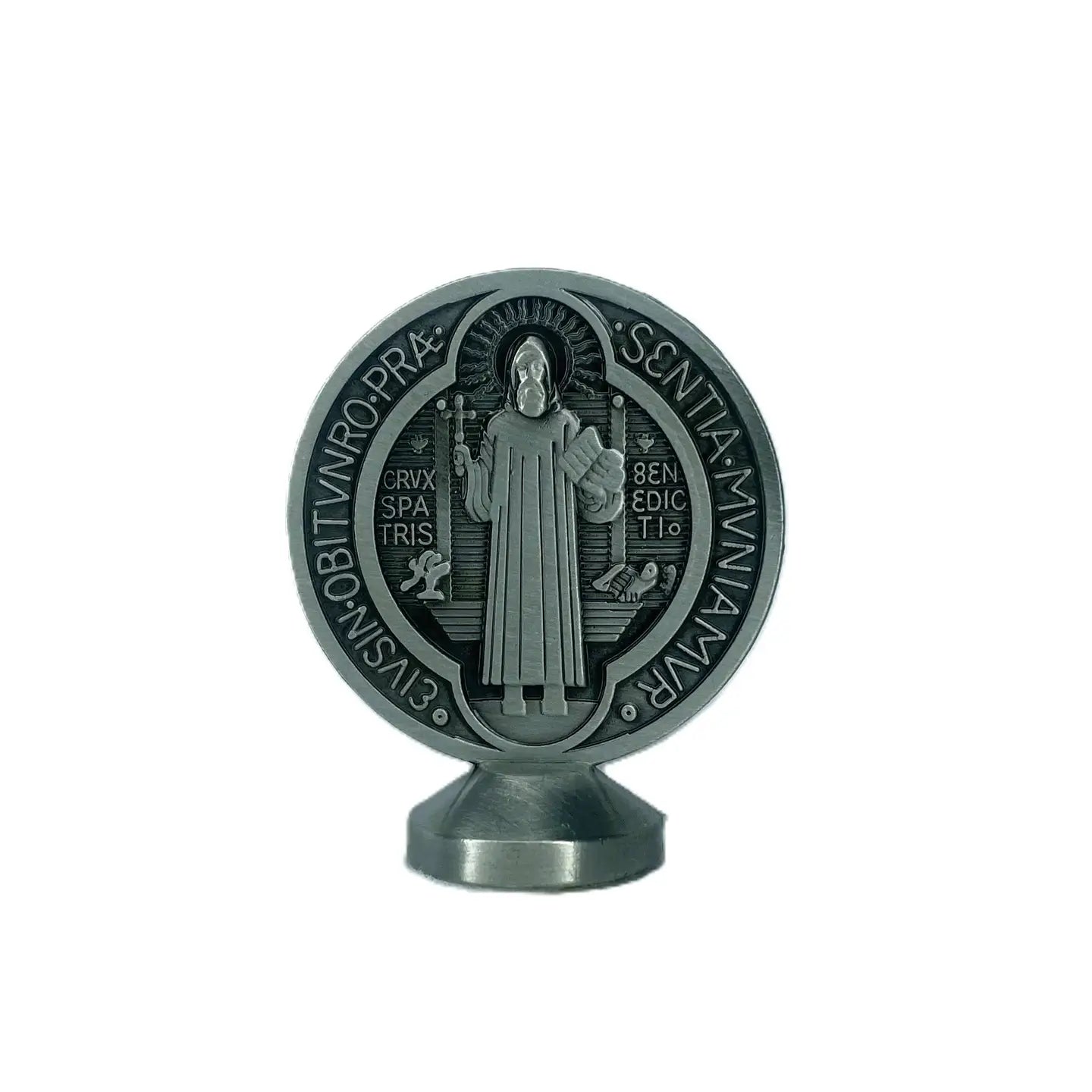St. Benedict Medal Statuette Chrome   2.25”