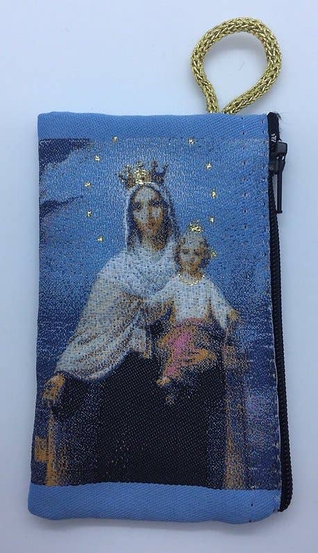 Small Rosary Pouch – Our Lady of Mount Carmel   (3″ x 4″)