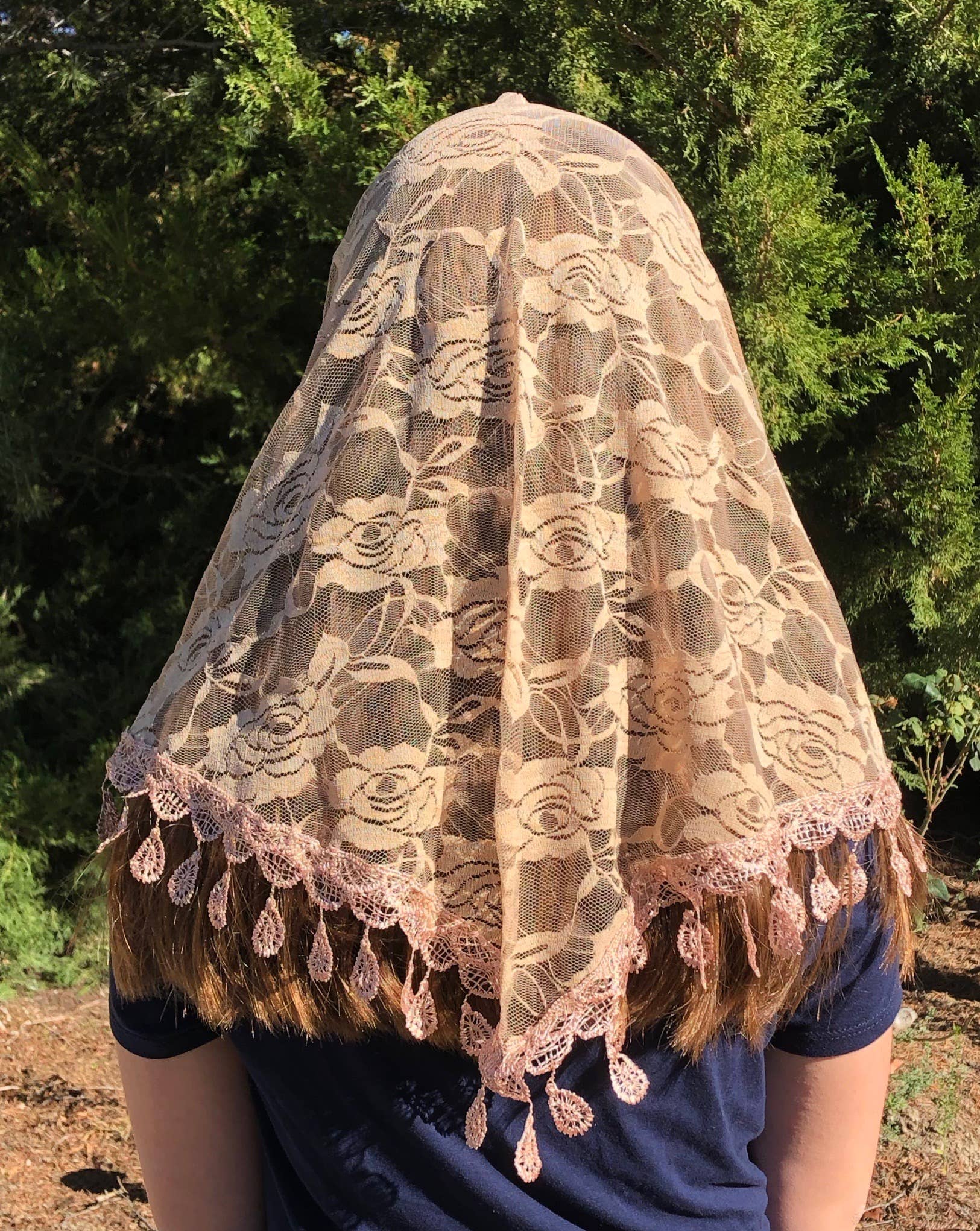 St. Claire of Assisi Veil  -BEIGE      (60" x 20")