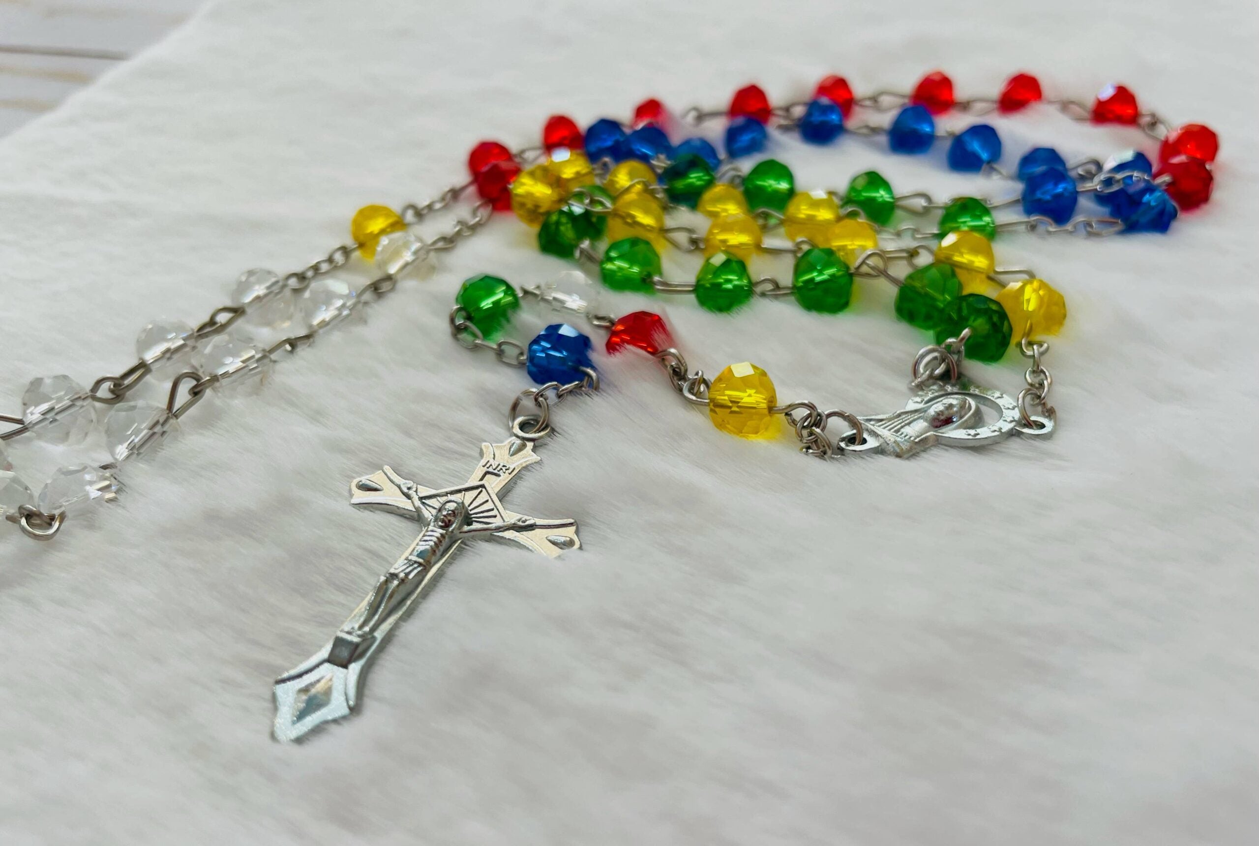 Colorful Crystal Holy Rosary 18"