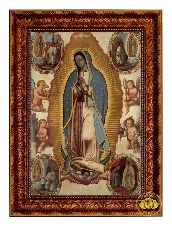 Virgen de Guadalupe con Estaciones -Canvas       (16" x 22")