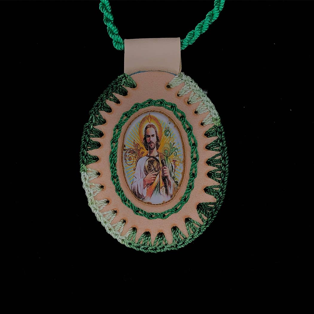 Leather Scapular with St Jude     (2" x 1.75)