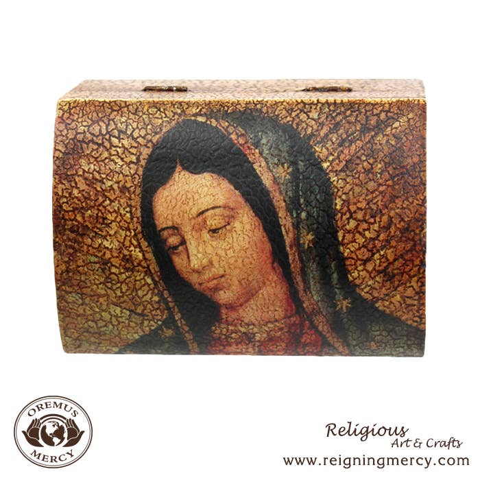 Our Lady of Guadalupe – Rosary Box    (6″ x 4.25″ x 4″)