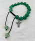 Genuine GREEN AVENTURINE Gem Stones bracelet w/Cross Charm