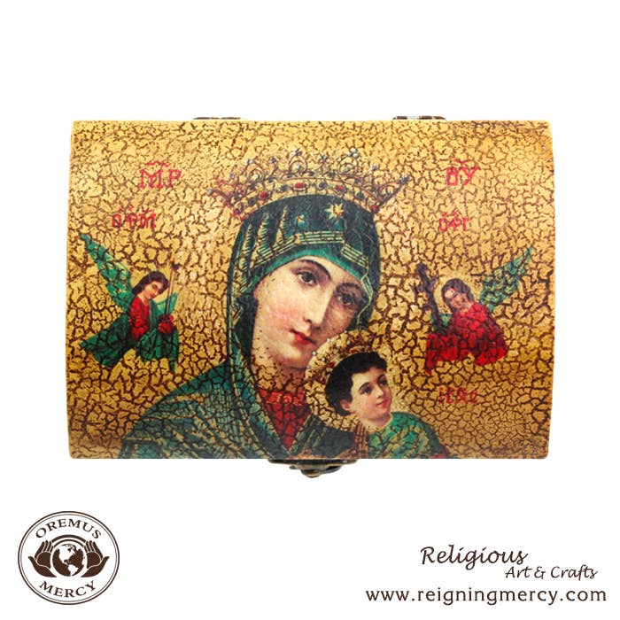 Our Lady of Perpetual Help – Rosary Box    (6″ x 4.25″ x 4″)