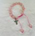 Genuine ROSE QUARTZ Gem Stones bracelet with Cross Charm