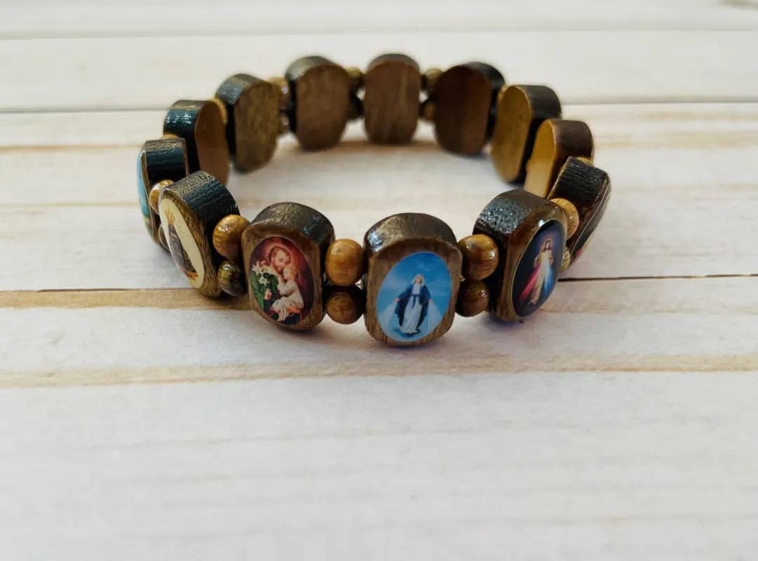 Wooden Devotion Bracelet with 13 images