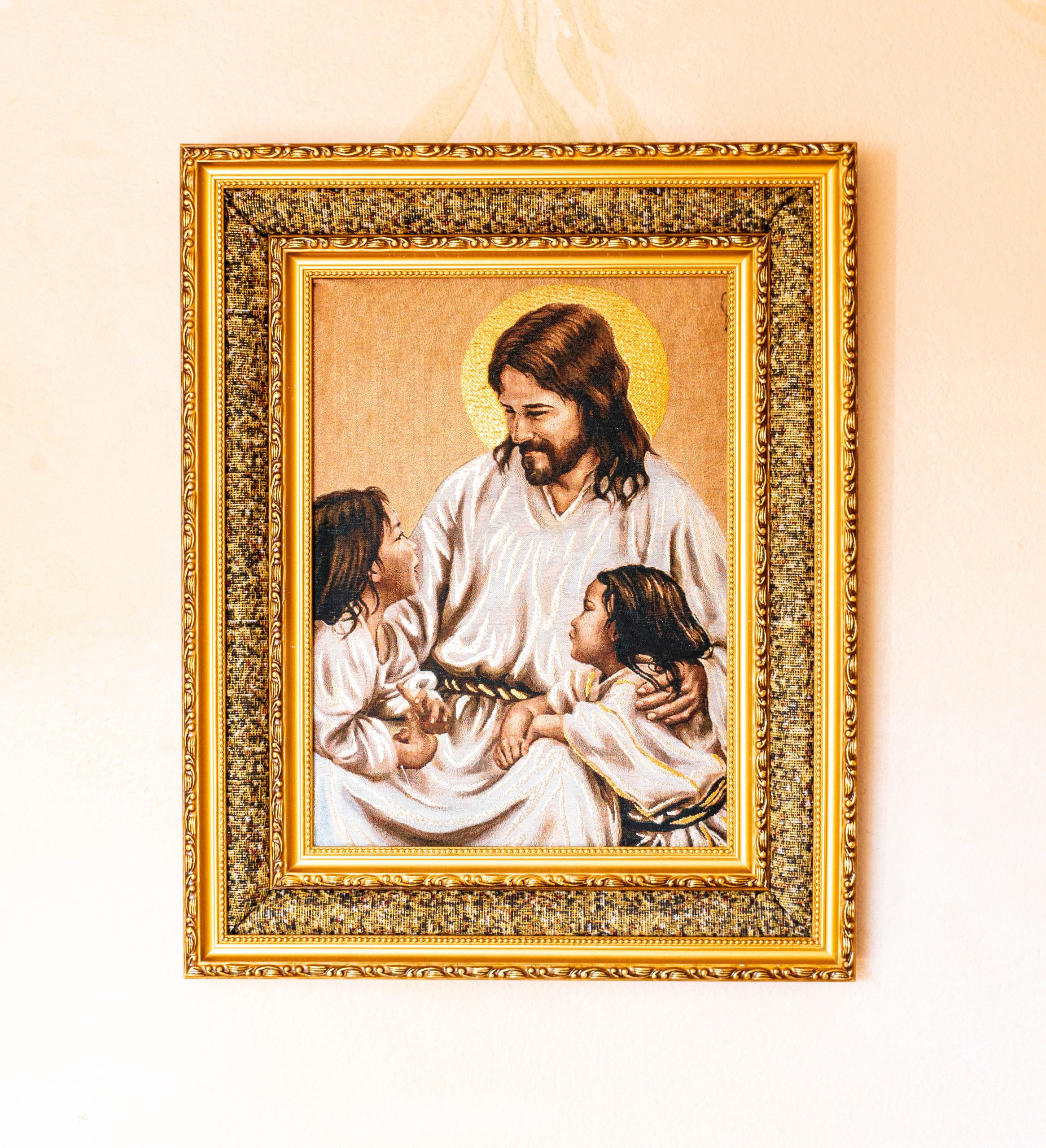 Jesus with Children  -Double Padded  (17" x 21")