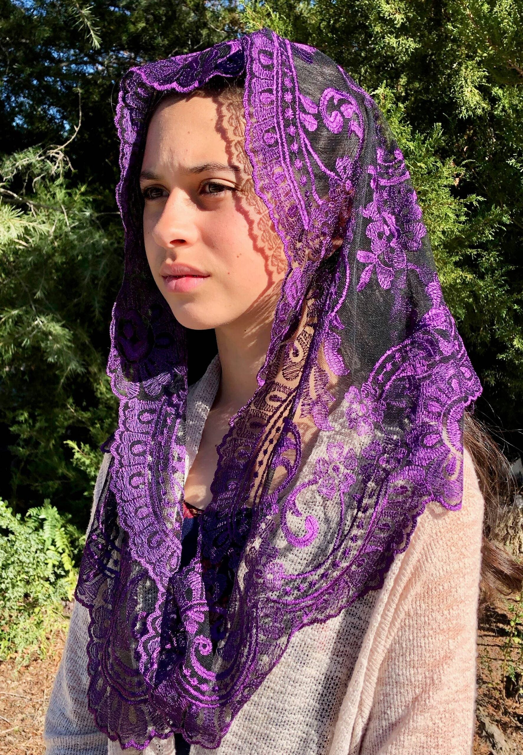 St. Catalina Thomas Veil  -BLACK-PURPLE  (48" x 23")