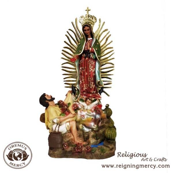 Virgin of Guadalupe Statue with St. Juan Diego   (20″ x 9")