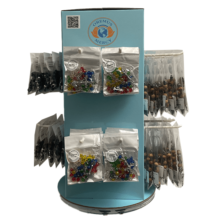 Wooden Rosaries Tower Display.     (64 pc)