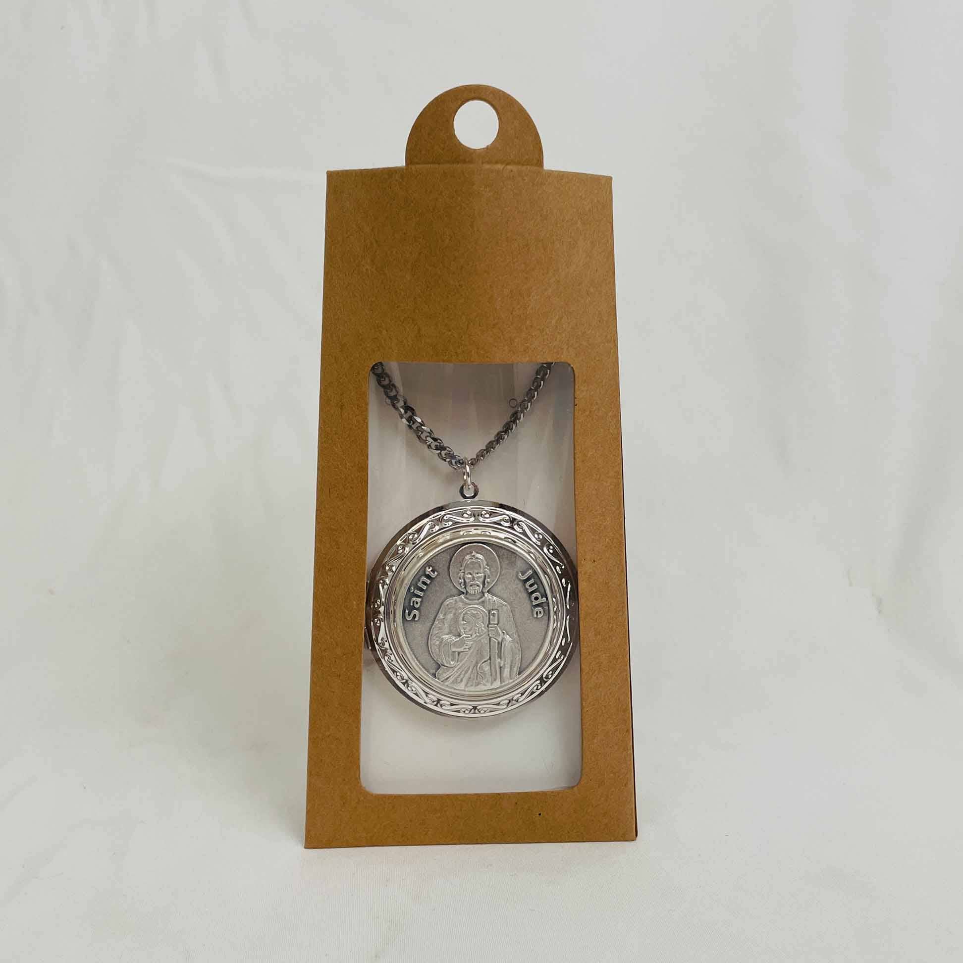 ST JUDE Filigree SS Locket with Chain (1.75")