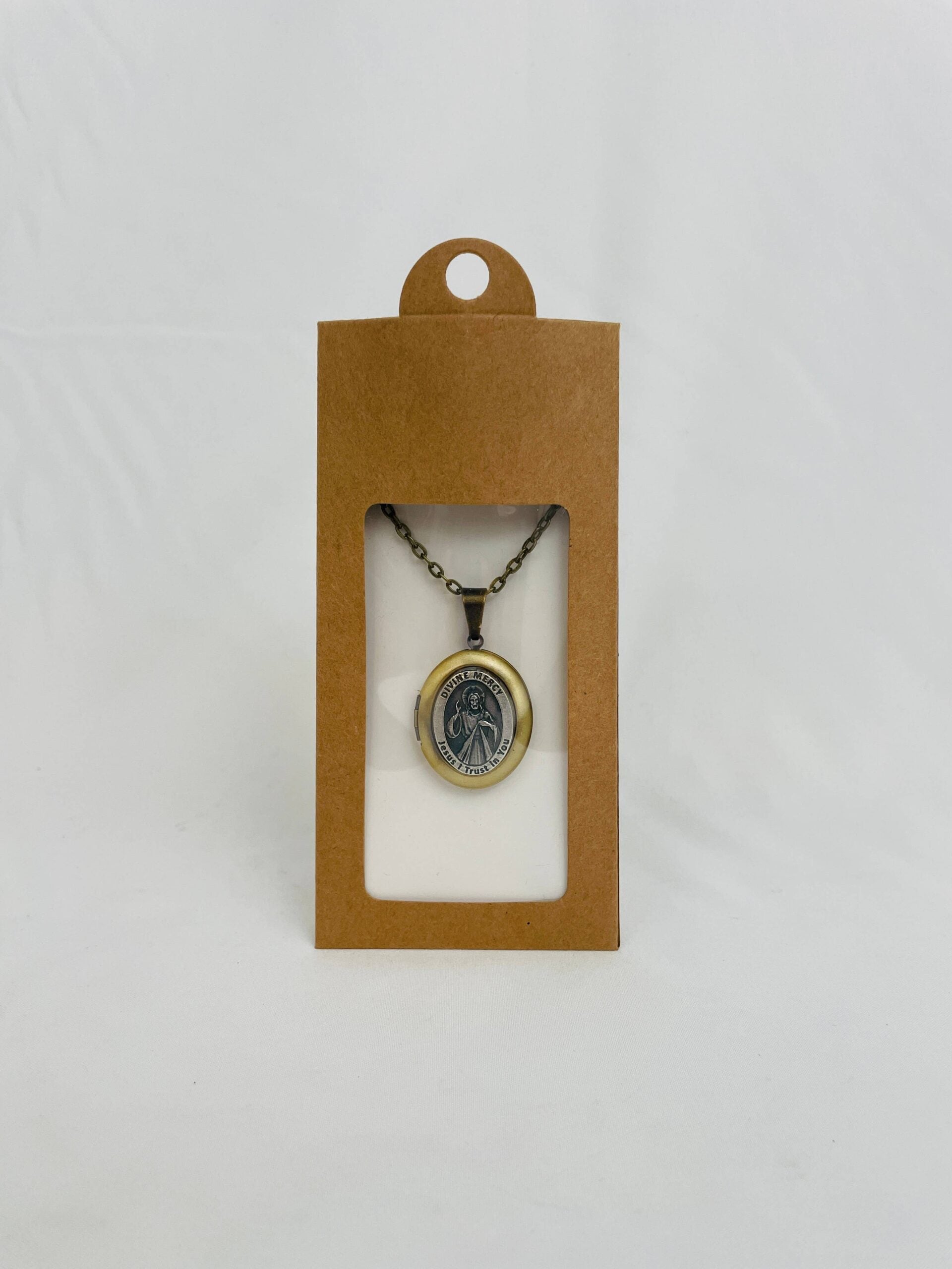DIVINE MERCY BRONZE Locket w/Chain  